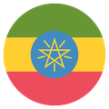 Small circular country flag icon of Ethiopia
