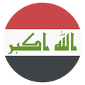 Small circular country flag icon of Iraq