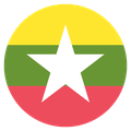 Small circular country flag icon of Myanmar