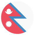 Small circular country flag icon of Nepal