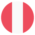 Small circular country flag icon of Peru