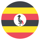 Small circular country flag icon of Uganda