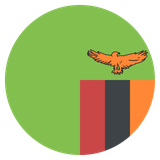 Small circular country flag icon of Zambia